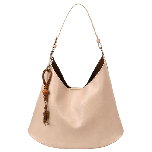 Vintage-Tasche PU Handtasche Top-Griff Slouchy Hobo-Tasche for Frauenarbeit (Beige) von KOBONA