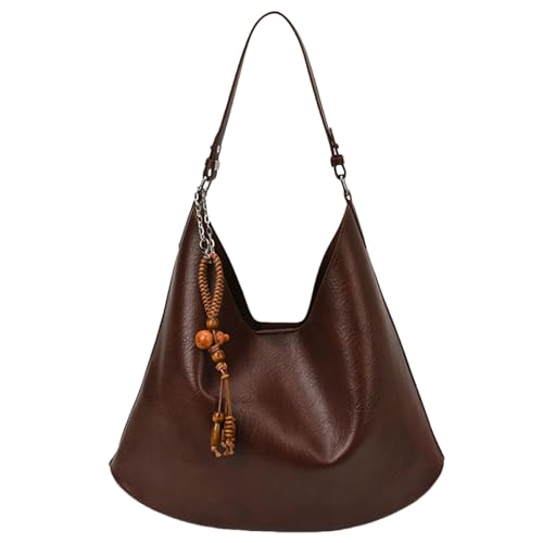 Vintage-Tasche PU Handtasche Top-Griff Slouchy Hobo-Tasche for Frauenarbeit (Kaffee) von KOBONA