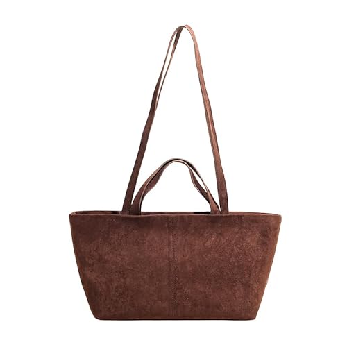Wildleder Umhängetasche for Damen - Lässige Herbst Handtasche Große Schultertasche mit Henkel Y2K Hobo Tasche Retro Handtasche for Arbeit und Reisen von KOBONA