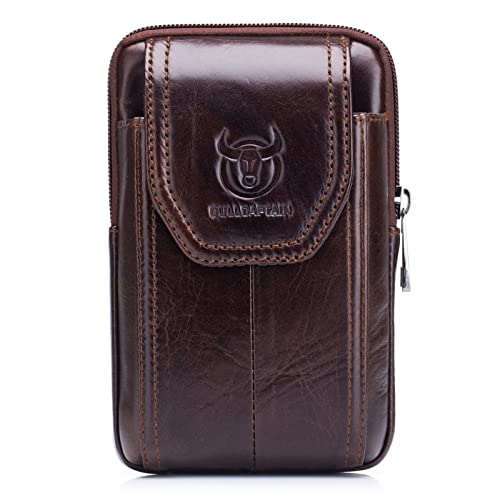 Gürteltasche aus Leder,KOCAN Herren Leder Gürteltasche Gürteltasche Bauchtasche Handytasche mit Gürtelschlaufe von KOCAN