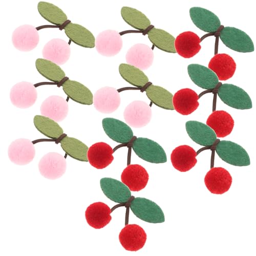 KOCKSHION 10 Stück Kirsch haars haarschmuck Häkelflicken zum Basteln Kirschverzierungen Kirschschleifen-Haarspangen Kirschhaarnadel Stickerei auf einer Segeltuchtasche Garn von KOCKSHION