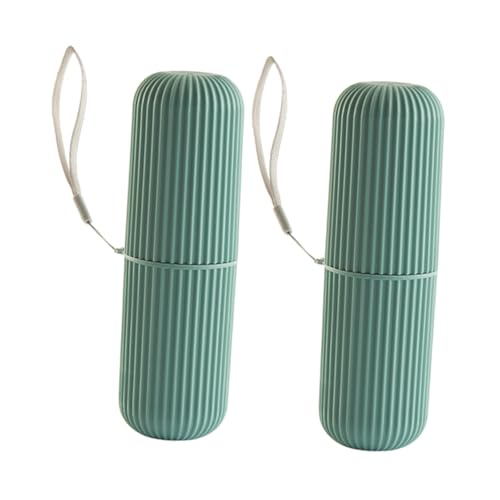 KOCKSHION 2 Stück Tragbare Zahnbürstenbox mit Schraubverschluss und Aufhängeschlaufe Kunststoff Multifunktions Organizer für Zahnbürste und Zahnpasta Kompakt Robust für Reisen Camping und von KOCKSHION