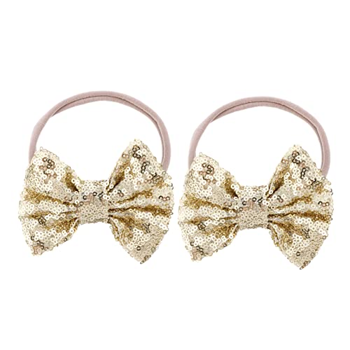 KOCKSHION 2 Stück Kinder Mädchen Pailletten Haarband Mit Schleife Elastisches Stirnband Für Kleinkinder Und Neugeborene Glitzerndes Haarschmuck Für Besondere Anlässe Und Alltag von KOCKSHION