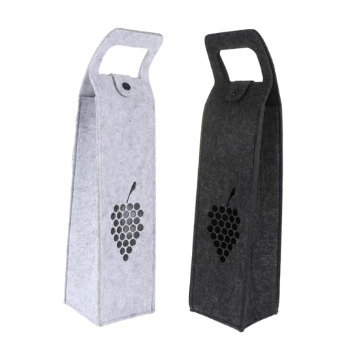 KOCKSHION 2stücke Tragbare Weintaschen Aus Filz Geschenkbeutel Mit Griff Und Schnalle Weinverpackungstaschen Für Empfänge Hochzeiten Geburtstage Einweihungsfeiern Abendessen Hellgrau Dunkelg von KOCKSHION