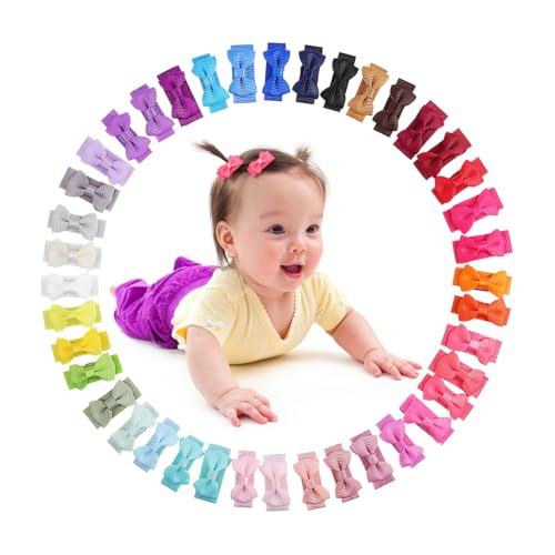 KOCKSHION 40stücke Bunte Haarspangen Für Kleine Mädchen Mini-schleifen Haarschleifenclips Babyschleifenclips Haar-accessoires Für Kleinkinder Mit Druckknöpfen Für Sicheren von KOCKSHION