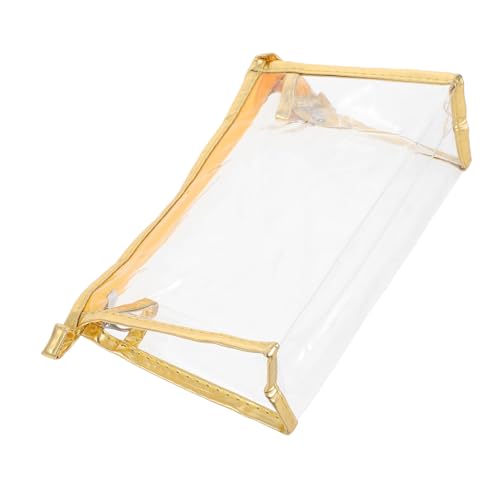 KOCKSHION Mäppchen Stiftbeutel Süße Tasche Stationärer Organisator Einzigartiger Bleistiftfall Kleine Bleistifttasche Etui Klare Make-up-Reisetasche Stifttaschen Golden PVC von KOCKSHION