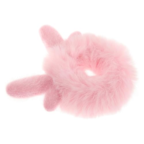 KOCKSHION Plüsch Haargummi Haargummis aus Kunstpelz elastische Haarbänder elastische Haargummis für Mädchen Fell-Pferdeschwanz-Halter zarte Haarbindungen süße Haargummis Polyester Rosa von KOCKSHION