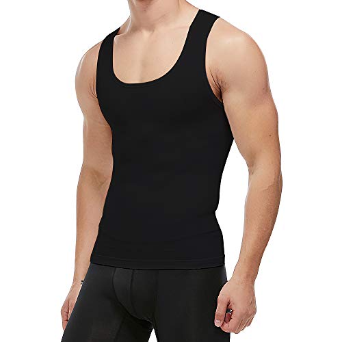 KOCLES Herren Bauchweg Body Shaper Kompression Tank Top Weste Shirt Bauchweg Shapewear, Schwarz, XL von KOCLES