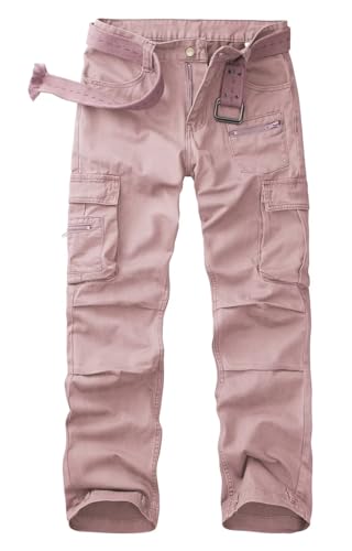 KOCTHOMY Wanderhose für Damen, lockere Passform, Cargohose, legere Arbeitshose mit Reißverschlusstaschen, ohne Gürtel, Lila Grau, 40 KOCTHOMY Wanderhose für Damen, lockere Passform, Cargohose, legere Arbeitshose mit Reißverschlusstaschen, ohne Gürtel, Lila Grau, 40 von KOCTHOMY