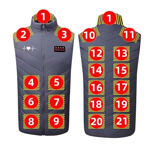 Beheizbare Weste Herren Damen Heizweste Wärmeweste mit Heizung Beheizbare Jacke Ärmellos Beheizte Weste mit 3 Heizstufen Outdoor Thermo Winterweste Winterjacke Grau XXL Angebote des Tages Heute von KODMNSW