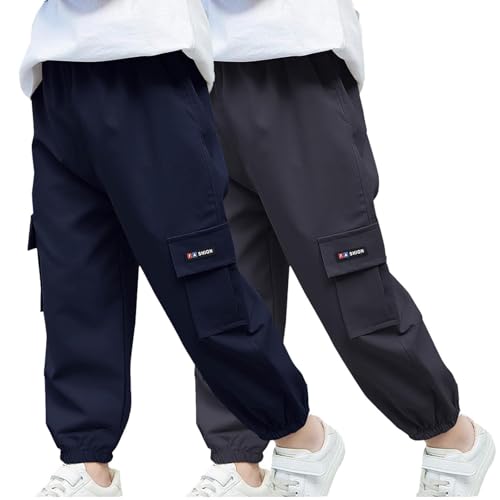 KODMNSW 2er Pack Cargohose Jungen Jogginghose Sporthose Trainingshose Arbeitshose Kinder Baggy Pants Sweatpants Sommer Hose Freizeithose Jungs 2-13 Jahre Rot 5 Jahre von KODMNSW