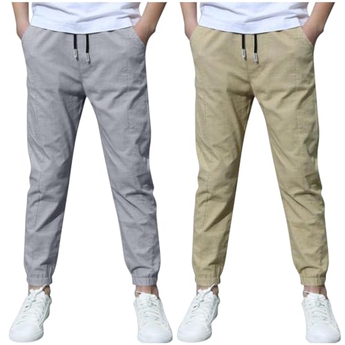 KODMNSW 2er Pack Hosen Jungen Baumwolle Leinen Hose Dünn Sommerhose Robust Arbeitshose Leinenhose Haremshose Einfarbig Outdoorhose Freizeithose 3-13 Jahre Outlet Angebote Mehrfarbig 6 Jahre von KODMNSW