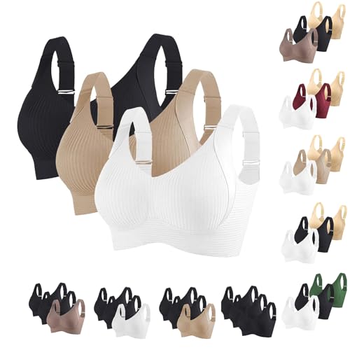 KODMNSW 3er Pack BH Damen Ohne Bügel Große Brüste Starker Halt Bra Push Up Seamless Bequem BHS Gepolstert Verstellbarer Bustier Klassische Büstenhalter Warehouse Deals Angebote Schwarz L KODMNSW 3er Pack BH Damen Ohne Bügel Große Brüste Starker Halt Bra Push Up Seamless Bequem BHS Gepolstert Verstellbarer Bustier Klassische Büstenhalter Warehouse Deals Angebote Schwarz L von KODMNSW