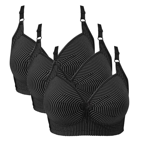 KODMNSW 3er Pack BH Damen Ohne Bügel Push Up Große Brüste Starker Halt Damen-BHS Weich Bequem Bustier Vollschalen Stützender BH Gegen Brustsenkung Klassische-BH Minimizer Bra Schwarz XXL von KODMNSW