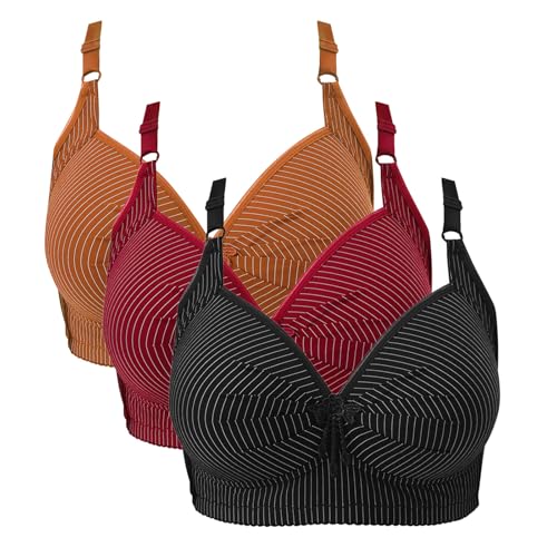 KODMNSW 3er Pack BH Damen Ohne Bügel Push Up Große Brüste Starker Halt Damen-BHS Weich Bequem Bustier Vollschalen Stützender BH Gegen Brustsenkung Klassische-BH Minimizer Bra Brown XL von KODMNSW