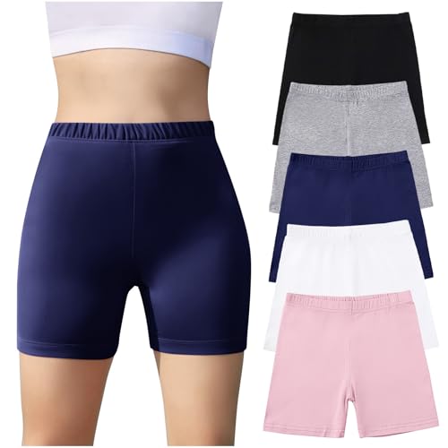 KODMNSW 5er Pack Shorts Mädchen Kurze Leggings Sommer Kurze Hose Kinder Radlerhose Baumwolle Laufshorts Sport Shorts Slim Yogahose Kurze Hosen 5-14 Jahre Mehrfarbig 12 Jahre von KODMNSW