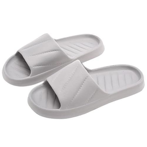 KODMNSW Badelatschen Damen Herren Leicht Badeschlappen Wolkenschuhe Slides Super Weich Badeschuhe Rutschfeste Schnelltrocknende Hausschuhe Bequeme Dusch Schuhe für Paare Grau 40 von KODMNSW