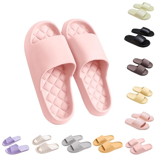 KODMNSW Badelatschen Damen Herren Leicht Badeschlappen Wolkenschuhe Slides Super Weich Badeschuhe Rutschfeste Schnelltrocknende Hausschuhe Bequeme Dusch Schuhe für Paare Rosa 37 von KODMNSW