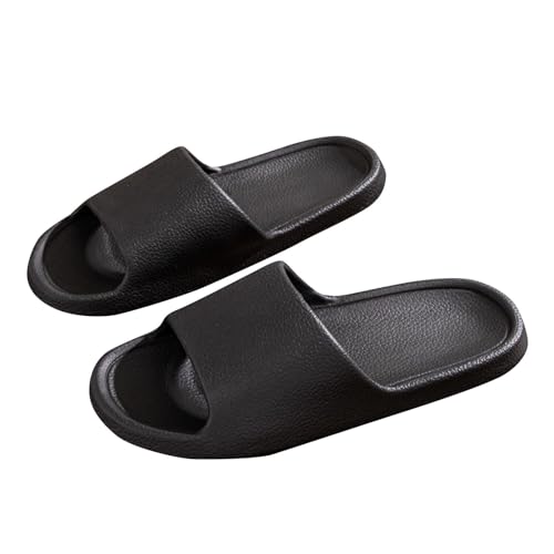 KODMNSW Badelatschen Damen Herren Leicht Badeschlappen Wolkenschuhe Slides Super Weich Badeschuhe Rutschfeste Schnelltrocknende Hausschuhe Bequeme Dusch Schuhe für Paare Schwarz 38 von KODMNSW