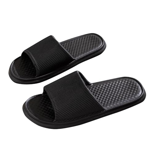 KODMNSW Badelatschen Damen Herren Leicht Badeschlappen Wolkenschuhe Slides Super Weich Badeschuhe Rutschfeste Schnelltrocknende Hausschuhe Bequeme Dusch Schuhe für Paare Schwarz 43 von KODMNSW