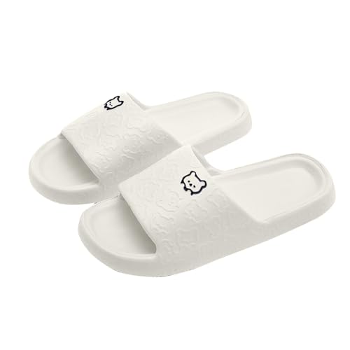 KODMNSW Badelatschen Damen Herren Leicht Badeschlappen Wolkenschuhe Slides Super Weich Badeschuhe Rutschfeste Schnelltrocknende Hausschuhe Bequeme Dusch Schuhe für Paare Weiß 38 von KODMNSW