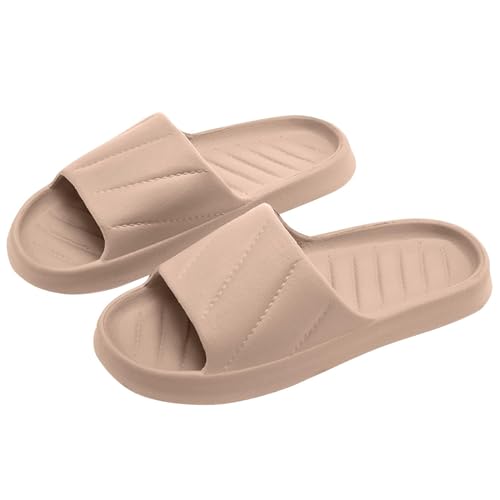 KODMNSW Badelatschen Damen Herren Leicht Badeschlappen Wolkenschuhe Slides Super Weich Badeschuhe Rutschfeste Schnelltrocknende Hausschuhe Bequeme Dusch Schuhe für Paare Khaki 43 von KODMNSW