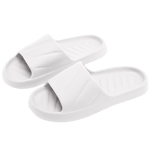 KODMNSW Badelatschen Damen Herren Leicht Badeschlappen Wolkenschuhe Slides Super Weich Badeschuhe Rutschfeste Schnelltrocknende Hausschuhe Bequeme Dusch Schuhe für Paare Weiß 40 von KODMNSW