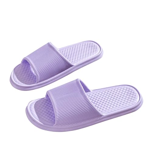 KODMNSW Badelatschen Damen Herren Leicht Badeschlappen Wolkenschuhe Slides Super Weich Badeschuhe Rutschfeste Schnelltrocknende Hausschuhe Bequeme Dusch Schuhe für Paare Lila 38 von KODMNSW