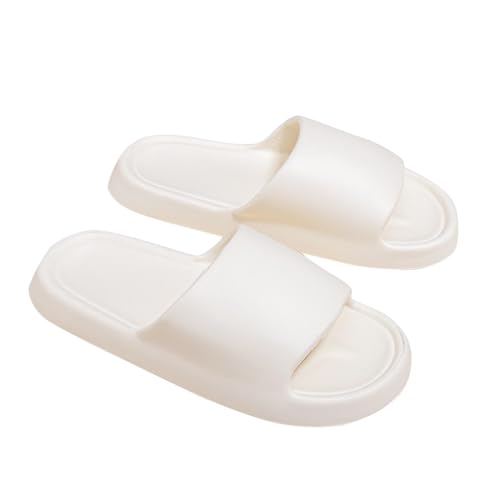 KODMNSW Badelatschen Damen Herren Leicht Badeschlappen Wolkenschuhe Slides Super Weich Badeschuhe Rutschfeste Schnelltrocknende Hausschuhe Bequeme Dusch Schuhe für Paare Weiß 37 von KODMNSW