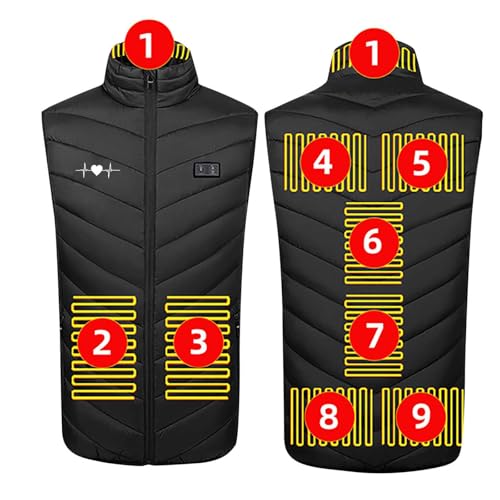 KODMNSW Beheizbare Weste Herren Damen Heizweste Wärmeweste mit Heizung Beheizbare Jacke Ärmellos Beheizte Weste mit 3 Heizstufen Outdoor Thermo Winterweste Winterjacke Schwarz XXL Outlet von KODMNSW