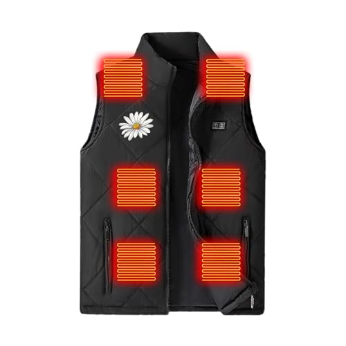 KODMNSW Beheizbare Weste Kinder USB Lade Westen Heizweste 13-Zone Heizung Beheizbare Jacke Beheizte Winterjacke Schule Skifahren Winter Heizweste Outdoorweste für Jungen Mädchen Schwarz 180 von KODMNSW