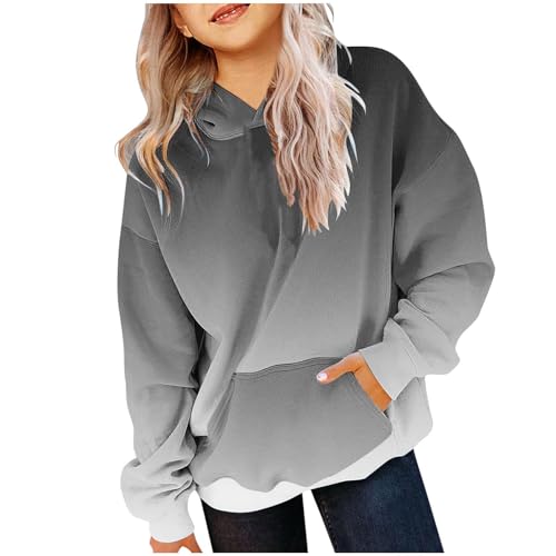 KODMNSW Hoodie Mädchen Sweatshirt mit Kapuze Tie-Dye Farbverlauf Kapuzenpullover Oversized Pullover Casual Langarmshirt Y2K Top Niedliches Oberteile Herbst/Winter Longshirt Schwarz 160 von KODMNSW