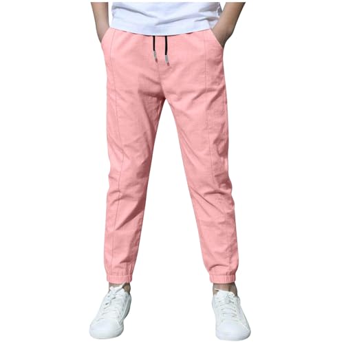 KODMNSW Hosen Jungen Jogginghose Sporthose Trainingshose Leinen Sommer Hose Arbeitshose Kinder Baggy Pants Sweatpants Freizeithose Haremshosen 4-12 Jahre Rosa 5 Jahre von KODMNSW