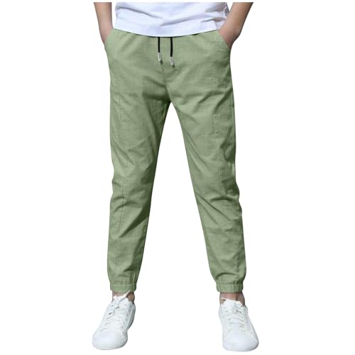KODMNSW Hosen Jungen Jogginghose Sporthose Trainingshose Leinen Sommer Hose Arbeitshose Kinder Baggy Pants Sweatpants Freizeithose Haremshosen 4-12 Jahre Warehouse Deal Grün 7 Jahre von KODMNSW