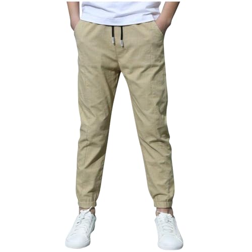 KODMNSW Hosen Jungen Jogginghose Sporthose Trainingshose Leinen Sommer Hose Arbeitshose Kinder Sweatpants Freizeithose Haremshosen für Jungs 4-12 Jahre Khaki 12 Jahre von KODMNSW