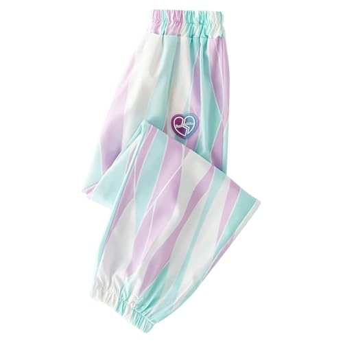 KODMNSW Hosen Mädchen Sommer Hose Haremshose Farbverlauf Freizeithose Dünne Sommerhose Eisseide Jogginghose Sporthose Teenager Mädchen Kleidung 4-14 Jahre Angebote des Tages Heute Mehrfarbig 8 Jahre von KODMNSW