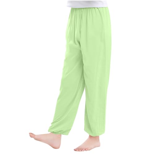 KODMNSW Hosen Mädchen Sporthose Jogginghose Trainingshose Laternenhosen Hose Baumwolle Sommerhose Anti-Moskito-Hose Teenager Mädchen Kleidung für 2-16 Jahre Grün 14 Jahre von KODMNSW