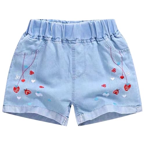 KODMNSW Jeans Shorts Mädchen Sommer Kurze Hose Mode Hot Pants Freizeit Sommerhose Leicht Hotpants Hip Hop Denim Hosen Kurz Outdoorhose mit Taschen 3-11 Jahre Blau 9 Jahre von KODMNSW
