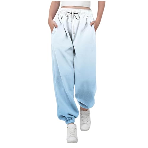 KODMNSW Jogginghose Mädchen Sporthose Sweatpants Batik Farbverlauf Hosen Trainingshose Freizeithose Fitness Laufhose Sommer Hose Teenager Mädchen 3-14 Jahre Blau 12 Jahre von KODMNSW