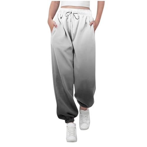 KODMNSW Jogginghose Mädchen Sporthose Sweatpants Batik Farbverlauf Hosen Trainingshose Freizeithose Fitness Laufhose Sommer Hose Teenager Mädchen 3-14 Jahre Schwarz 12 Jahre von KODMNSW