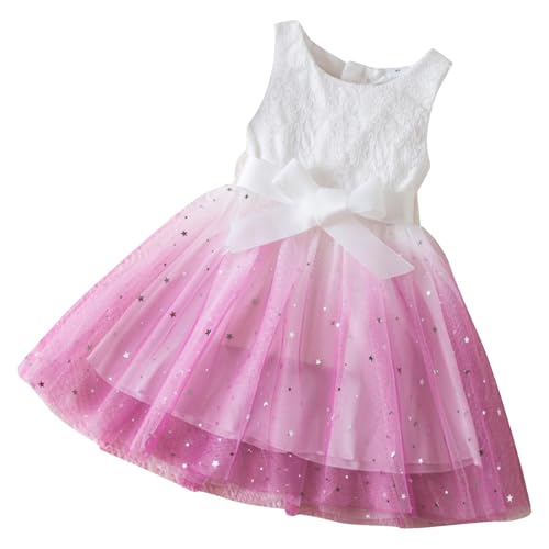 KODMNSW Kleid Mädchen Sommerkleid Tüllkleid Festliche Kleider 3-8 Jahre Partykleid Pailletten Kinderkleider Farbverlauf Süße Freizeitkleid Kinder Kleidung Lila 6 Jahre von KODMNSW