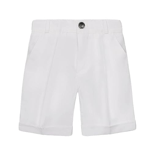 KODMNSW Kurze Hosen Jungen Sommer Kurz Anzughose Freizeit Bermuda Shorts Dünn Vintage Anzugshorts Kinder Arbeitsshorts Schulhosen Sommerhose 1-12 Jahre Weiß 7 Jahre von KODMNSW