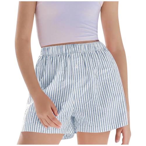 KODMNSW Kurze Hosen Teenager Mädchen Sommer Shorts Freizeit Kurz Sporthose Active Shorts Gestreift Jogginghose Elastischem Bund Sweatshorts 3-14 Jahre Blau 10 Jahre von KODMNSW