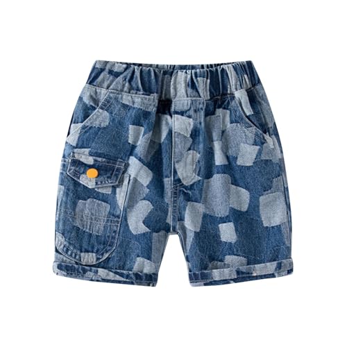 KODMNSW Kurze Jeans Jungen Sommer Kurze Hosen Freizeit Denim Shorts 2-7 Jahre Kurz Bermuda mit Taschen Baggy Kinder Kurz Arbeitshose Leichte Sommerhose Dunkelblau 4 Jahre von KODMNSW