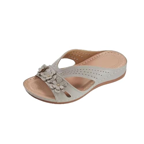 KODMNSW OrthopäDische Pantoletten Damen Plateau Keilabsatz Pantoffeln mit Blumen Sommer Bequem Offene Schuhe Sandalen Modisch Freizeit Römersandalen Sale Grau 40.5 KODMNSW OrthopäDische Pantoletten Damen Plateau Keilabsatz Pantoffeln mit Blumen Sommer Bequem Offene Schuhe Sandalen Modisch Freizeit Römersandalen Sale Grau 40.5 von KODMNSW