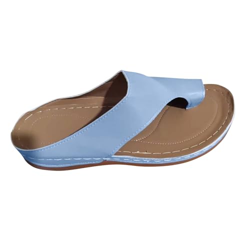 KODMNSW Orthopädische Pantoletten Damen Fußgewölbe Unterstützung Keilabsatz Flip Flops Zehentrenner Sandalen Plateau Slippers Clip -Toe Pantoffeln Strandsandalen Outlet Angebote Blau 36 von KODMNSW