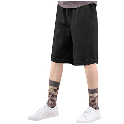 KODMNSW Shorts Jungen Kurze Hosen Sommer Schnelltrocknend Cargoshorts Freizeit Bermuda Shorts Kurze Wanderhose Kurz Sporthose Baggy Arbeitsshorts 5-16 Jahre Schwarz 14 Jahre von KODMNSW