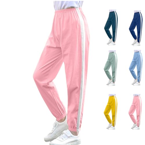 KODMNSW Sporthose Mädchen Jogginghose Trainingshose Hosen Freizeit Fitness Laufhose Gymnastikhose Baumwolle Sommerhose Anti-Moskito-Hose Sommer Hose 3-12 Jahre Rosa 12 Jahre von KODMNSW