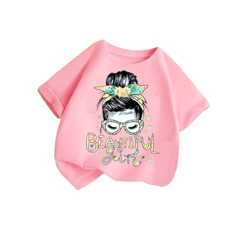 KODMNSW T-Shirt Mädchen T Shirt Tshirt Sommer Tops Kurzarm Bluse Niedliches Oberteile Casual Sportshirt Kurzärmelige Coole Klamotten für Teenager 2-14 Jahre Alt Rosa 6 Jahre von KODMNSW