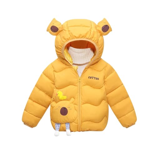 KODMNSW Winterjacke Mädchen Daunenjacke (1-6 Jahre) Niedlich Puffer Jacke Daunenmantel mit Kapuze Warm Winter Coat Kinder Outdoorjacke Baumwolljacke Pufferjacke Wintermantel Gelb 4 Jahre von KODMNSW